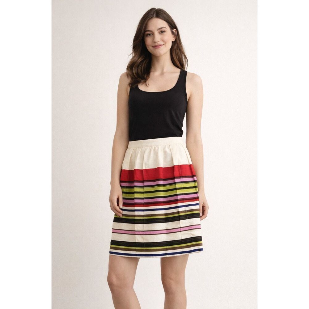 Ann Taylor LOFT Striped A-Line Skirt Size 6 Multicolor Pleated